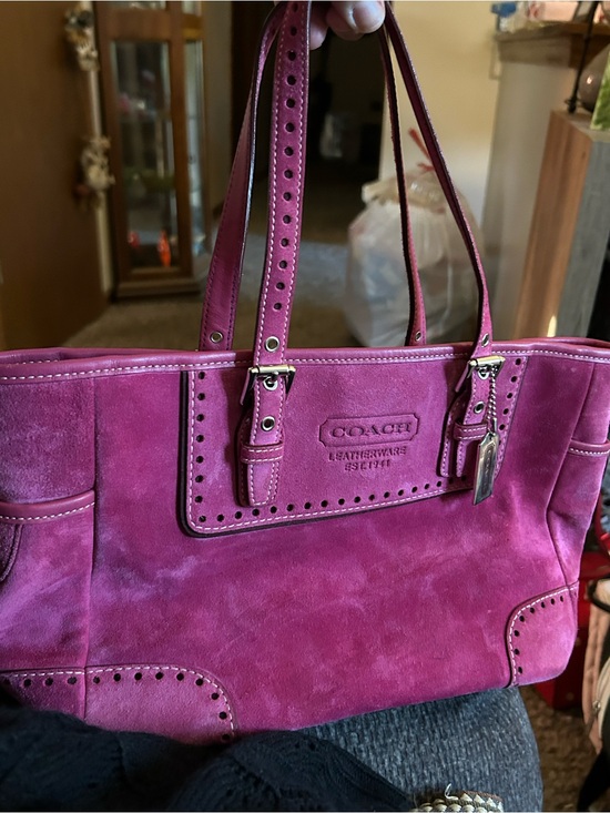 Coach Handbags - COACH Suede Shoulder Tote in Vibrant Pink y2k